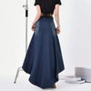 Long jeans skirt high waist asymmetrical hem design