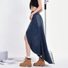 Long jeans skirt high waist asymmetrical hem design