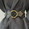 Women's retro rivets wide faux leather belt