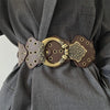 Women's retro rivets wide faux leather belt 1