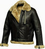 Leather jacket mens genuine shearling aviator coat