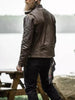 brown sheepskin leather jacket mens real aviator