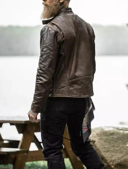 brown sheepskin leather jacket mens real aviator