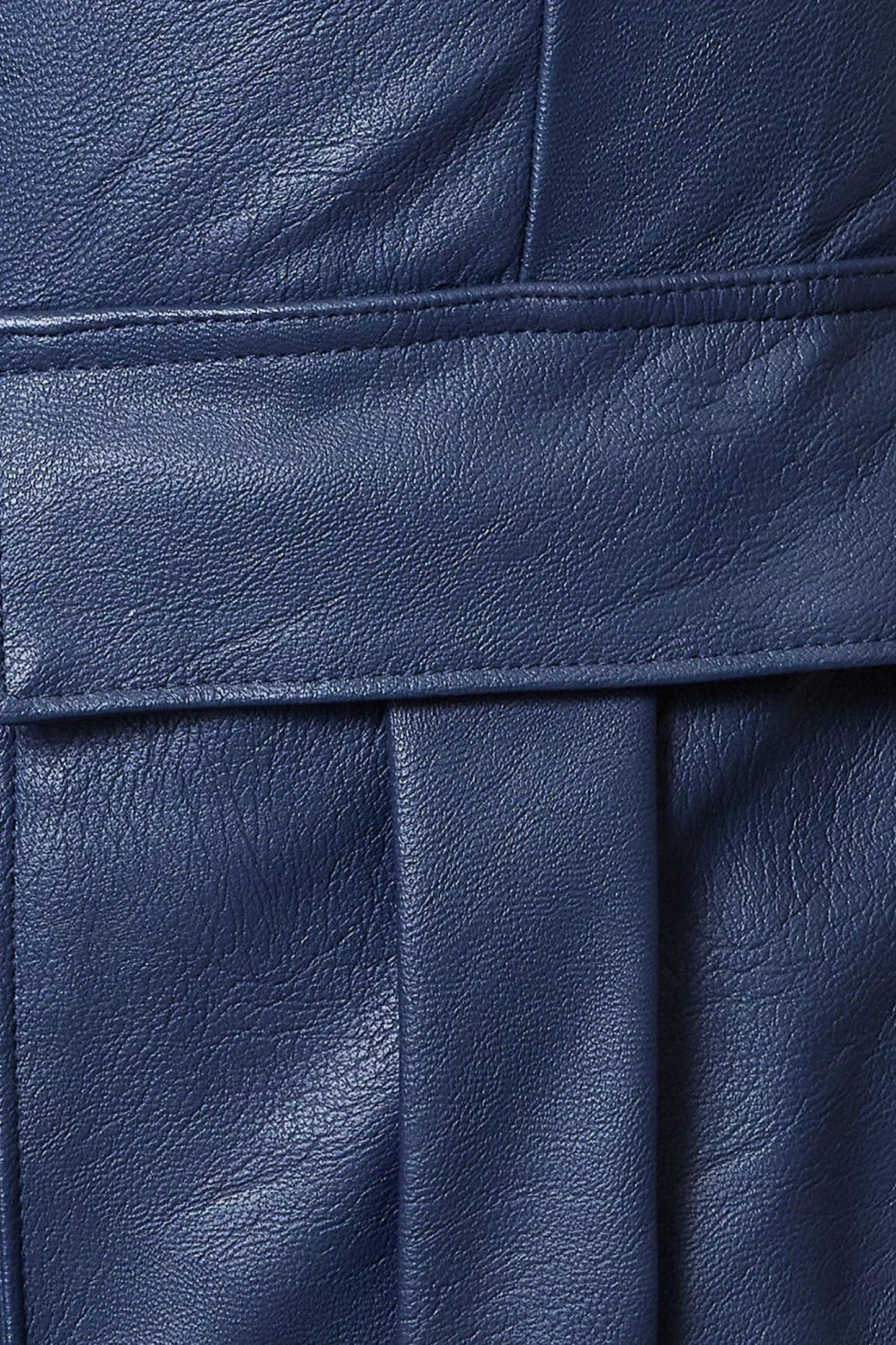 women genuine leather pants sheepskin cargo high waist blue
