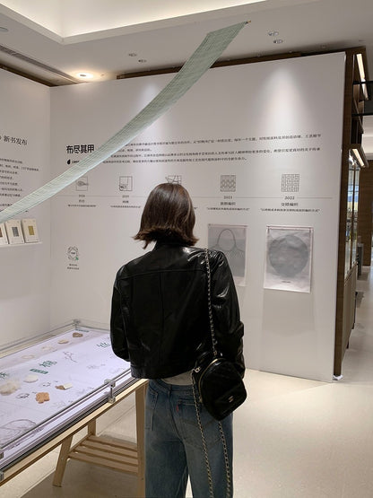 Black Cropped Leather Jacket Women