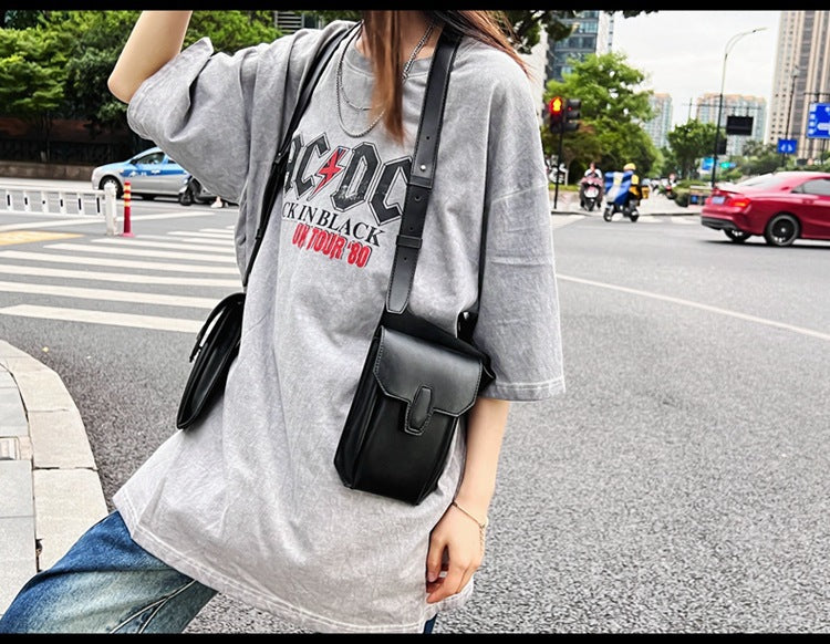 Men's dual pouch shoulder holster bag pu leather harness