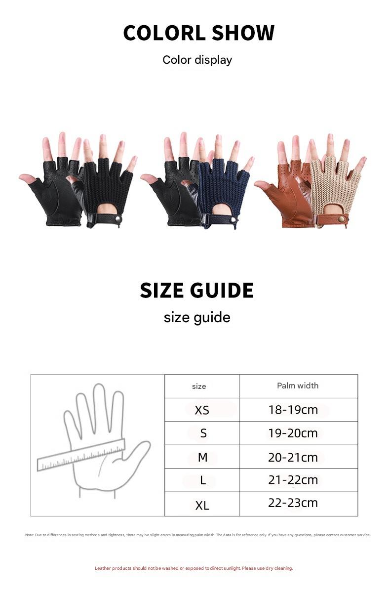 Half finger leather driving gloves