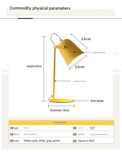 Nordic metal study desk lamp for bedrooms