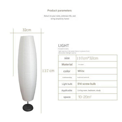 Nordic rice paper column floor lamp 2 light
