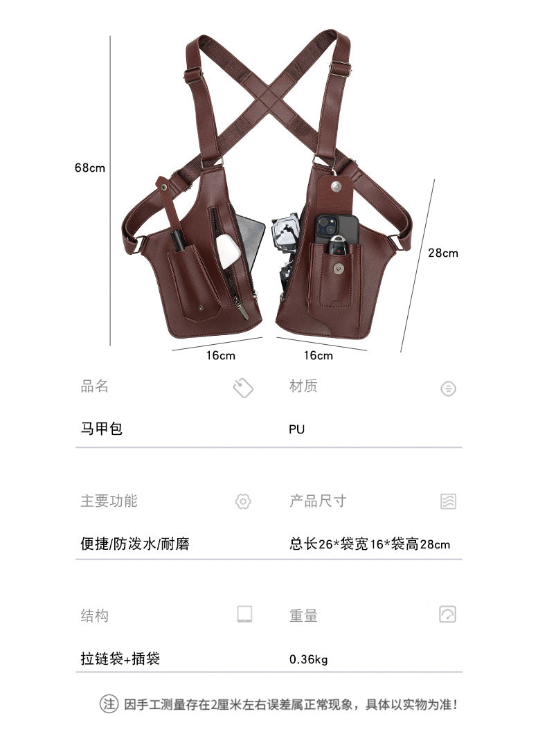 Brown faux leather underarm holster bag