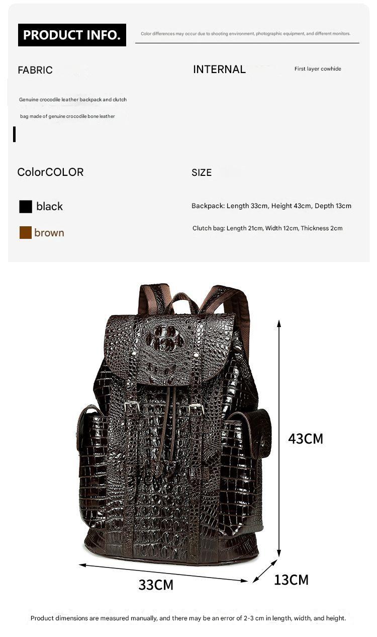 Men genuine crocodile leather backpack