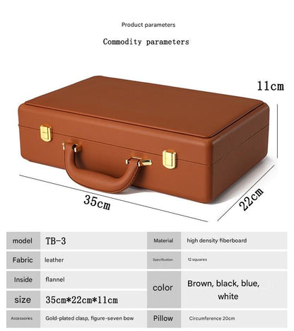 leather watch box brown storage with gold clasp