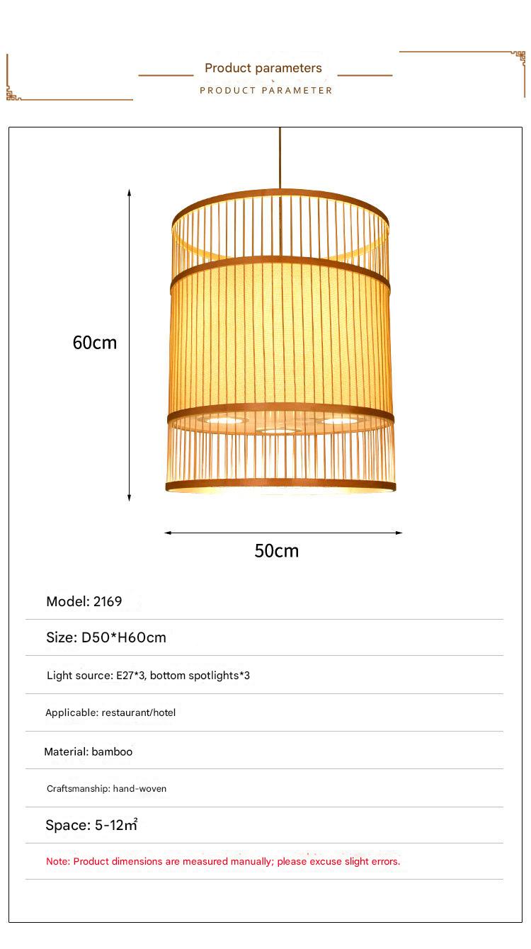 Modern bamboo weaving cylinder chandelier