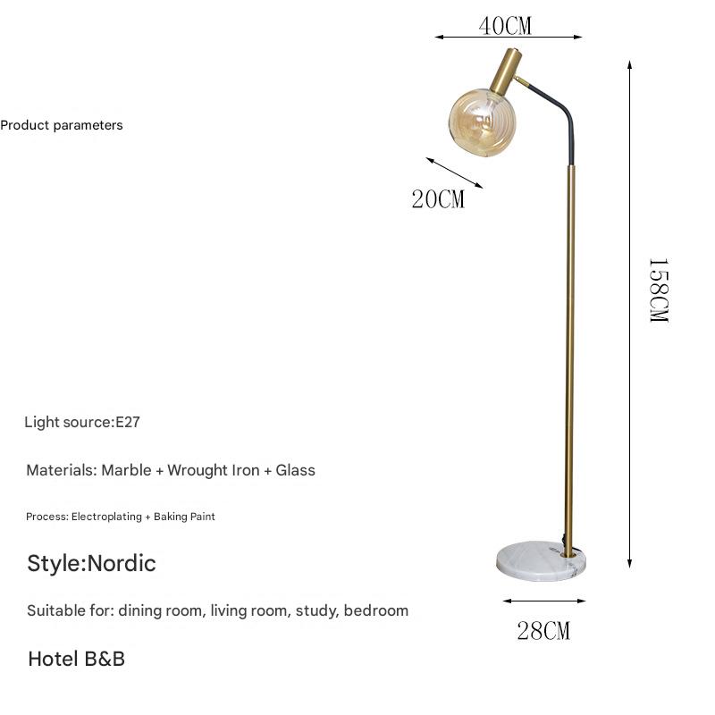 Nordic glass dome marble base floor lamp