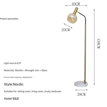 Nordic glass dome marble base floor lamp