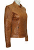 Brown Leather Jacket Women Slim Fit Quilted Biker