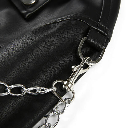 cropped faux leather jacket women slim fit black