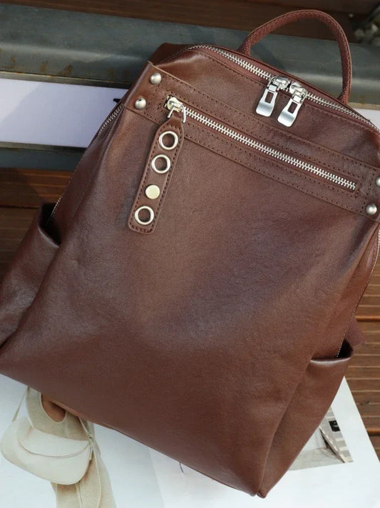 small leather backpack for women