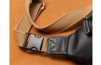 Mens Leather Sling Bag Black Crossbody Leather Sling Bag