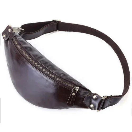Genuine Leather Waist Bag Cowhide Leather Belt Bag for Men Number 4
