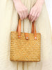Nordic mini woven straw tote with leather handles