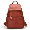 Genuine leather backpack women compact purse brown