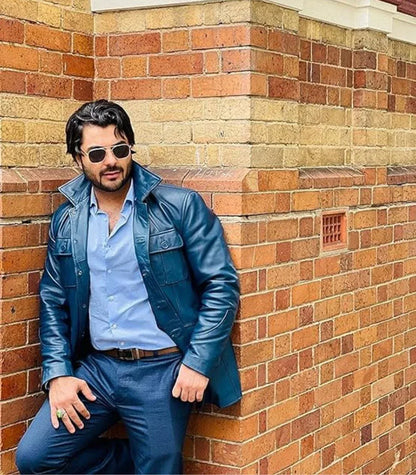 Blue Leather Jacket Mens – Real Leather Casual Style