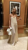Ivory backless pleated maxi dress
