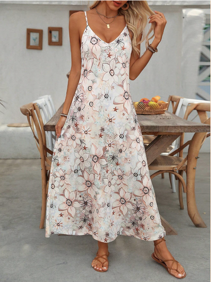 boho floral maxi dress spaghetti strap summer