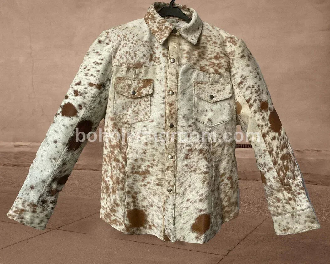 Real Cowhide Jacket Womens Hair On Hide Leather Coat