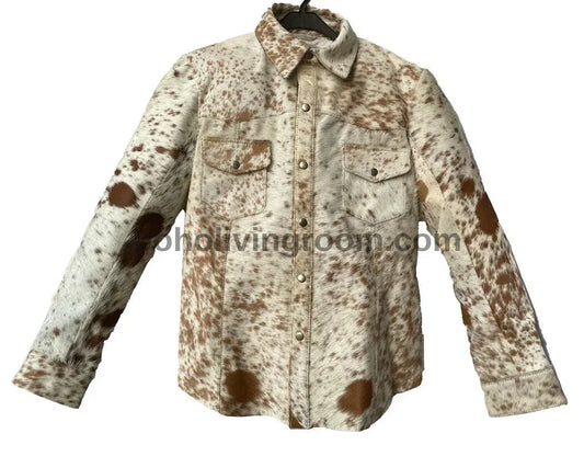 Real Cowhide Jacket Womens Hair On Hide Leather Coat