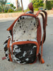 tricolor cowhide backpack speckled leather travel bag