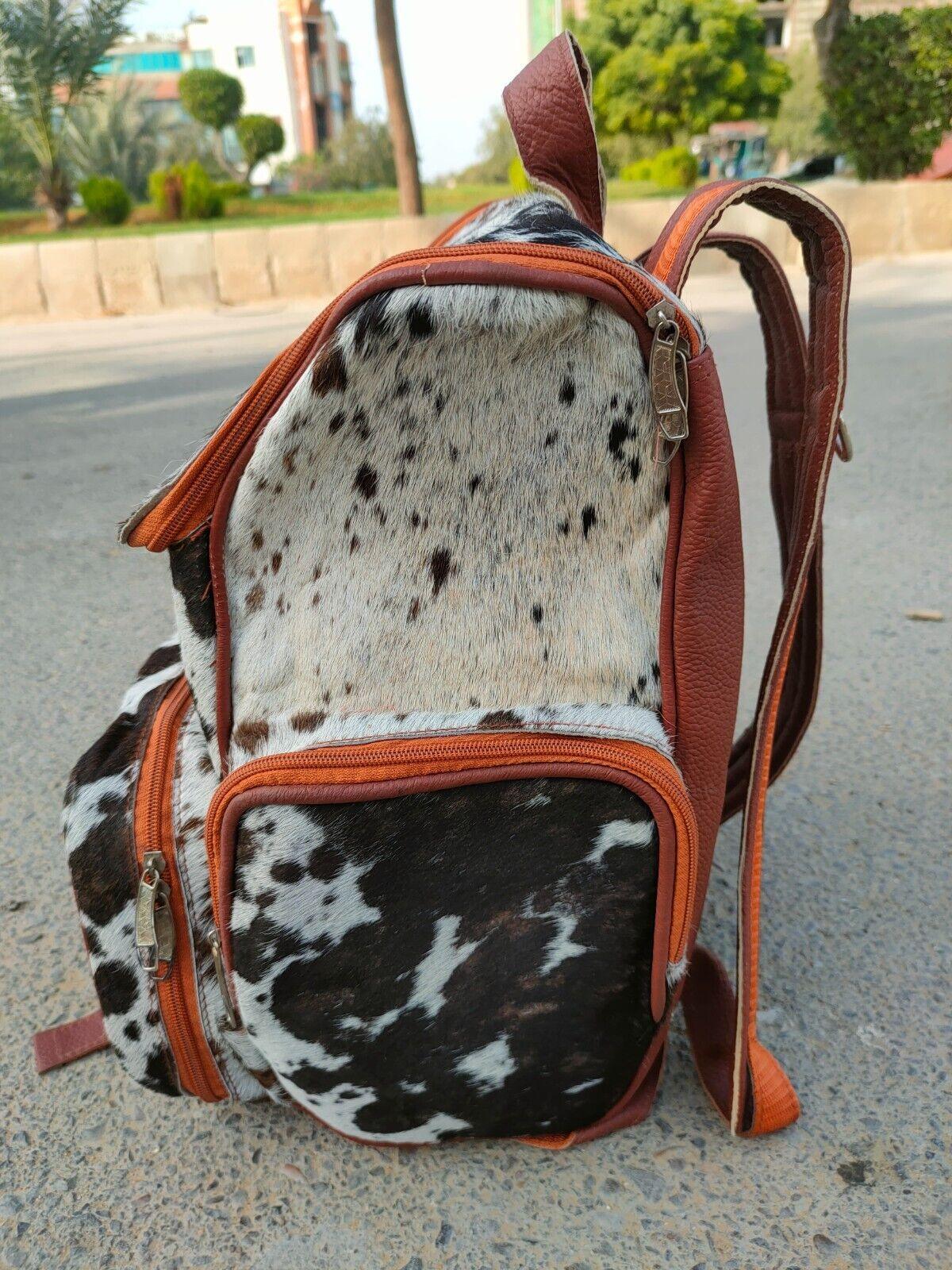 tricolor cowhide backpack speckled leather travel bag