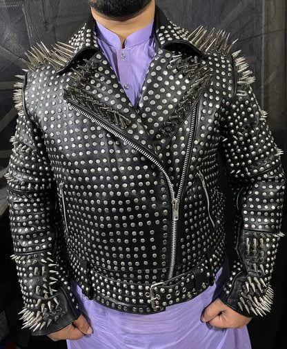 Punk Rock Leather Jacket Studded Spiked