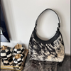 Cowhide shoulder bag black white western purse