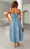 Panelled corset seam denim midi dress