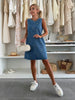 denim mini dress sleeveless floral loose summer style