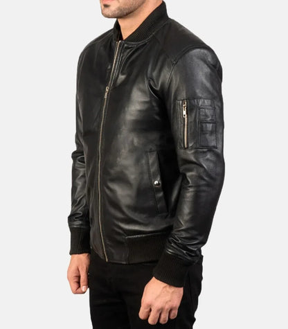 minimal leather jacket black mens