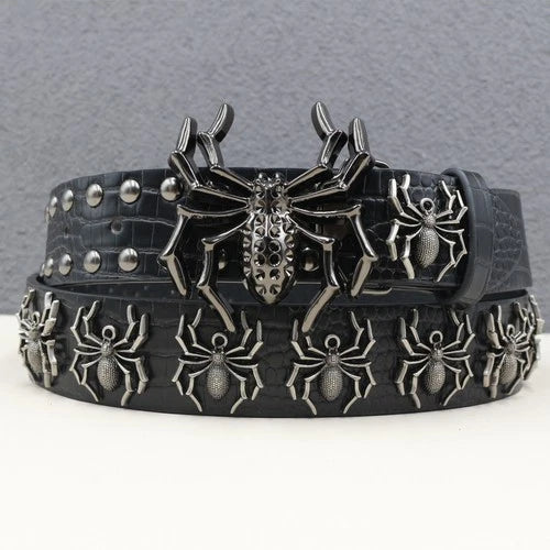 Studded punk belt men's gothic spider rivet waist belt