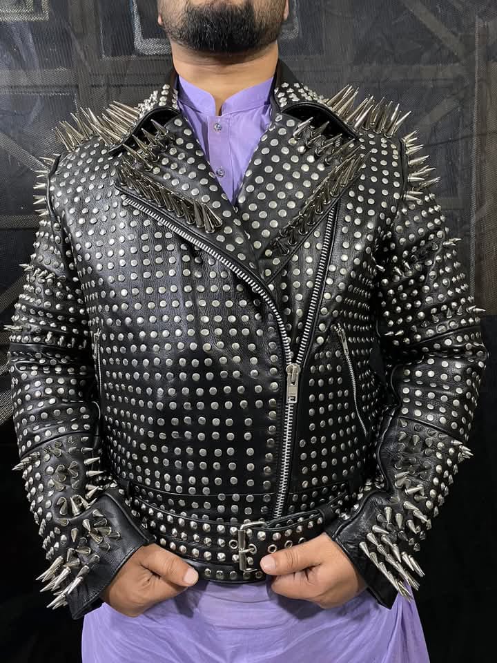 Punk Rock Leather Jacket Studded Spiked