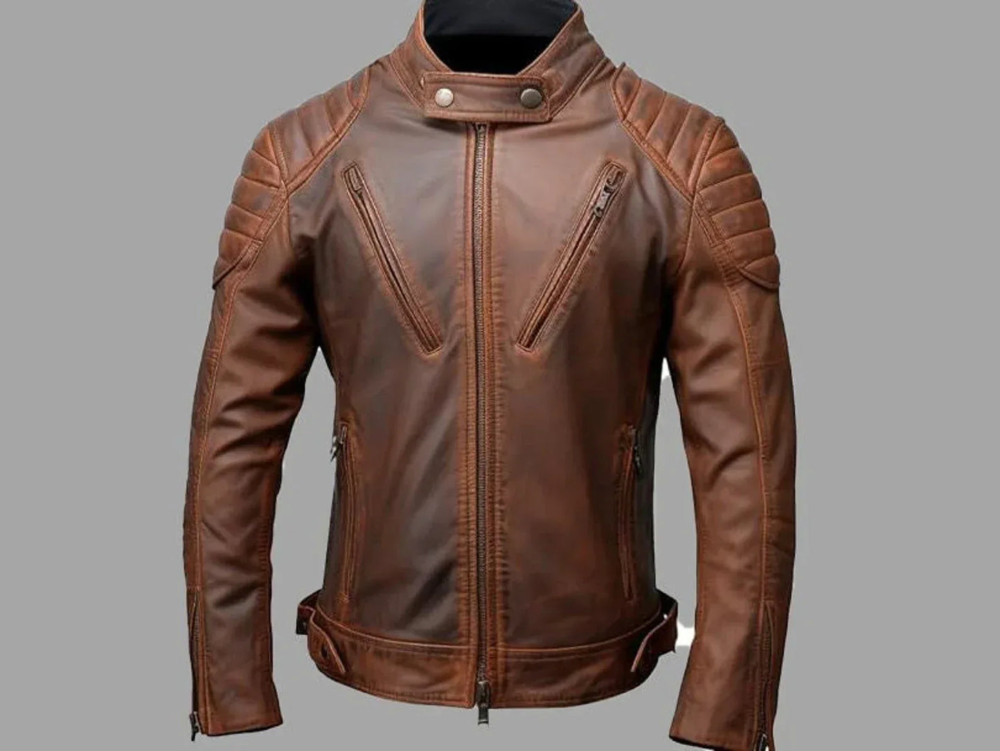 stylish leather jacket mens brown