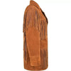 Brown suede fringe jacket women western style real suede