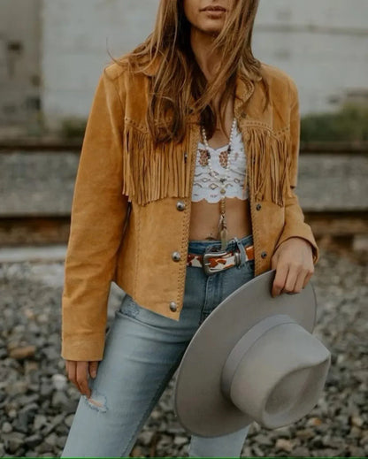 Suede Fringe Jacket Womens Western Leather Fringe Jacket