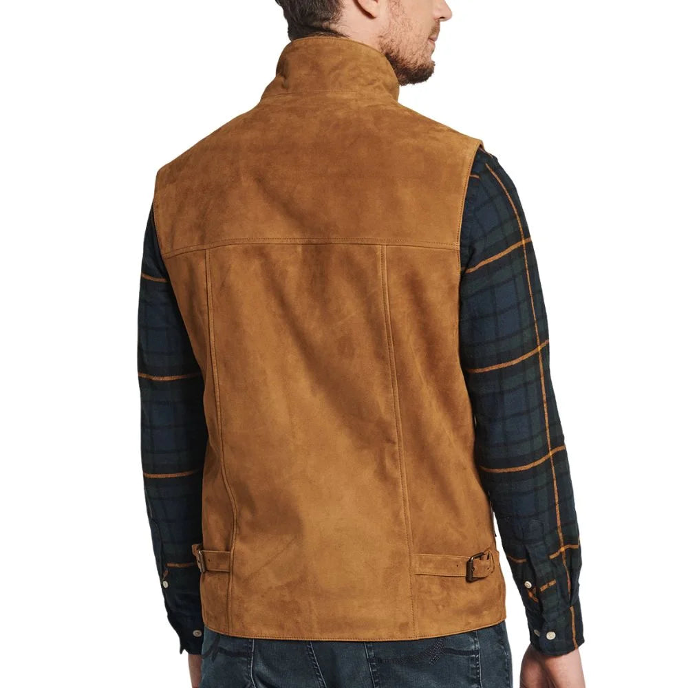 mens western leather suede vest