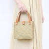 Nordic mini woven straw tote with leather handles Light