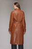 Tan Leather Trench Coat Womens Long Belted Double Breasted