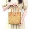 Nordic mini woven straw tote with leather handles