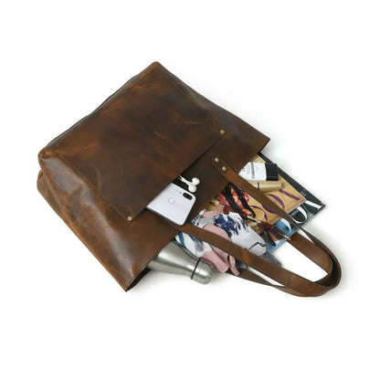 Leather Tote Bag for Teachers Work Carry Daily Essentials