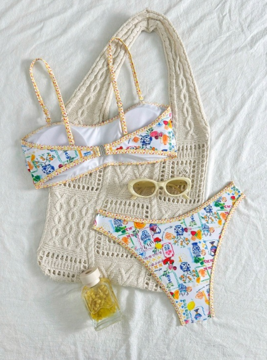 Floral bikini set adjustable strap swimwear