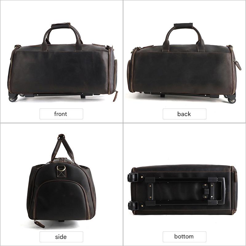 Crazy Horse Leather Trolley Garment Duffel